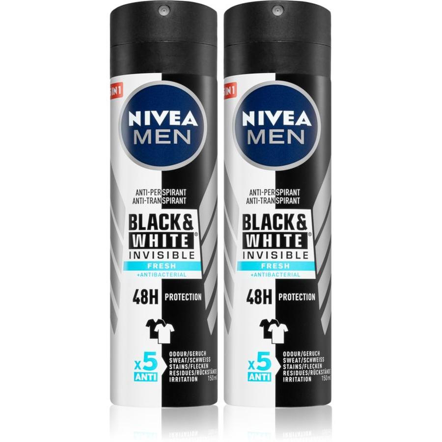 Nivea Men Black & White Fresh antiperspirant ve spreji 2 x 150 ml  pro muže