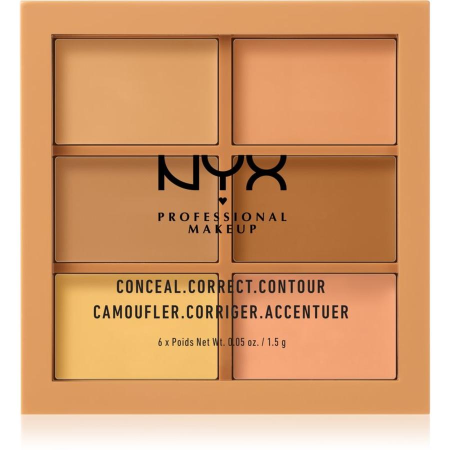 NYX Professional Makeup Conceal. Correct. Contour konturovací a korekční paletka odstín 02 Medium 6 x 1.5 g