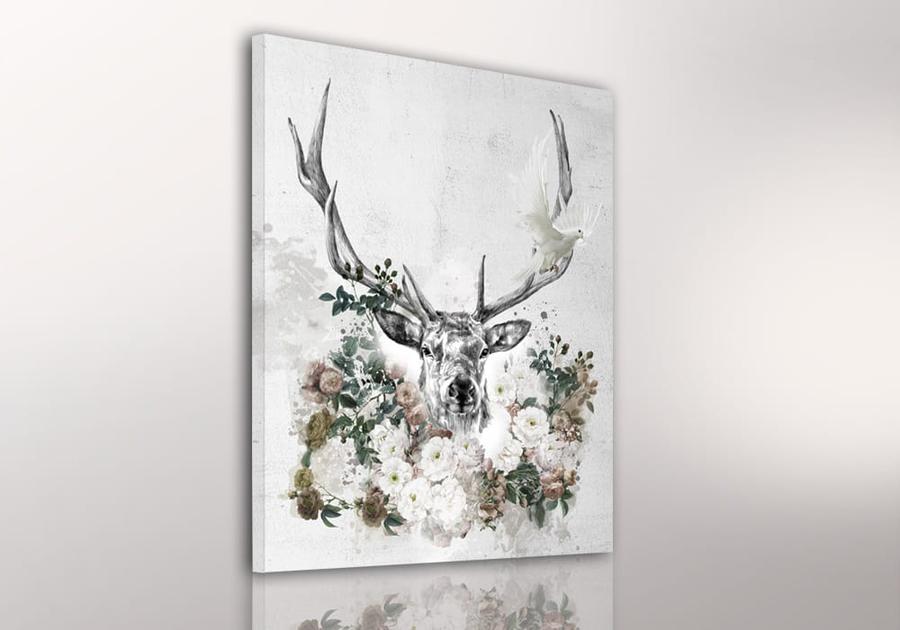 Obraz na plátně DEER FLOWERS 80x60 cm Ludesign