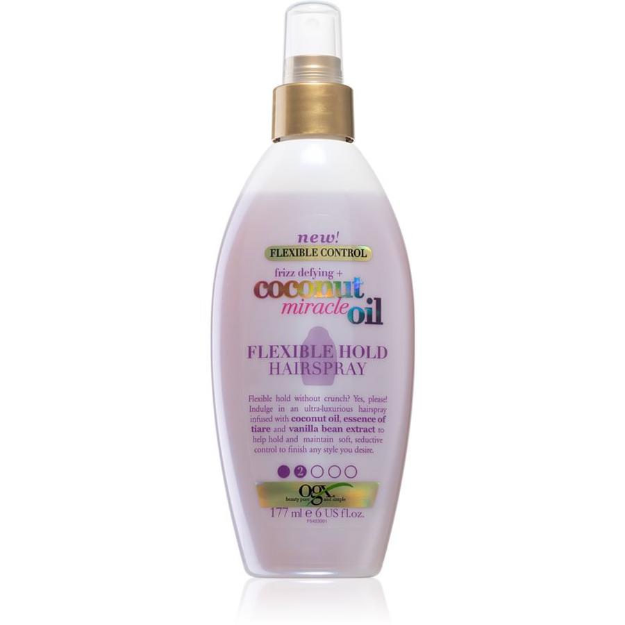 OGX Coconut Miracle Oil lak na vlasy s lehkou fixací bez aerosolu 177 ml