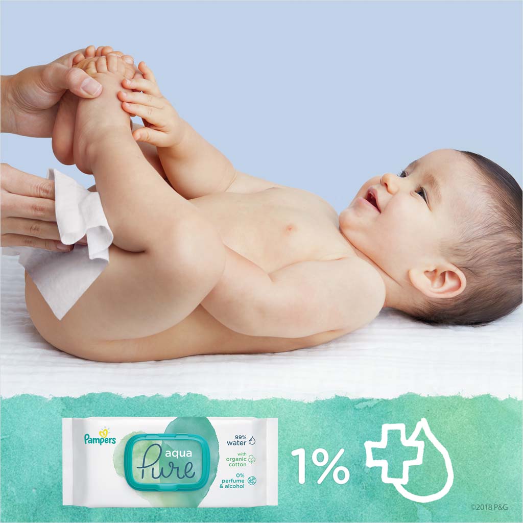 Pampers Aqua Pure dětské čisticí ubrousky 9 x 48 ks