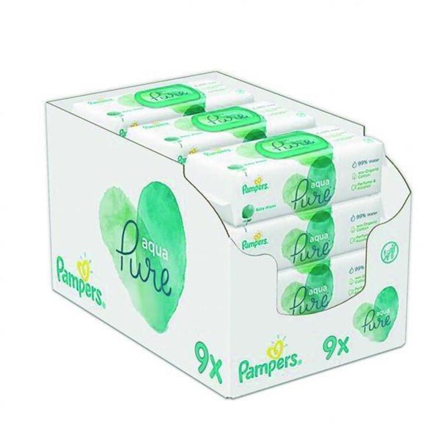 Pampers Aqua Pure dětské čisticí ubrousky 9 x 48 ks