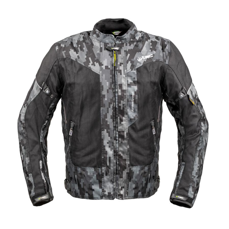 Pánská letní moto bunda W-TEC Jared  Black-Grey Digi-Camo  5XL