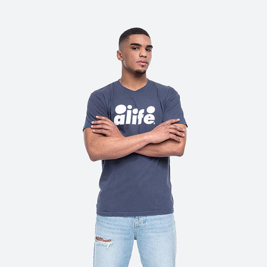 Pánské tričko Alife Bubble Logo Tee ALISS20-71 NAVY / WHITE