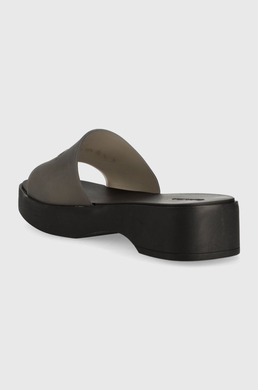 Pantofle Calvin Klein WEDGE SLIDE - TRANSP dámské, černá barva, na platformě, HW0HW01514