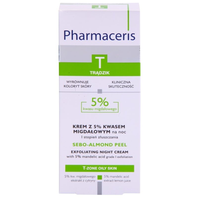 Pharmaceris T-Zone Oily Skin Sebo-Almond Peel noční regulační a čisticí pleťový krém pro jednotný tón pleti 50 ml