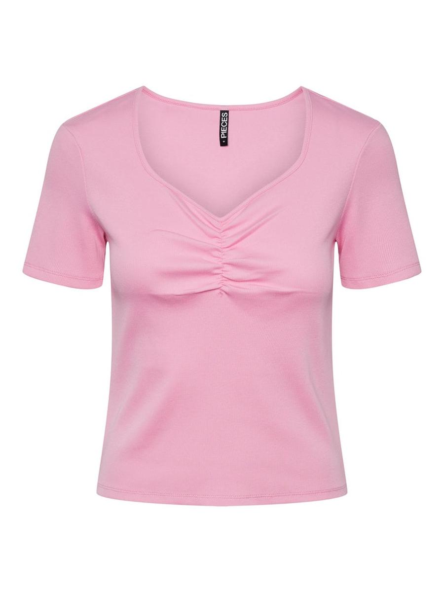 Pieces Dámské triko PCTANIA Slim Fit 17135430 Begonia Pink L