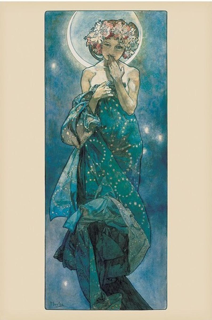 Plakát, Obraz - Alfons Mucha - moon,