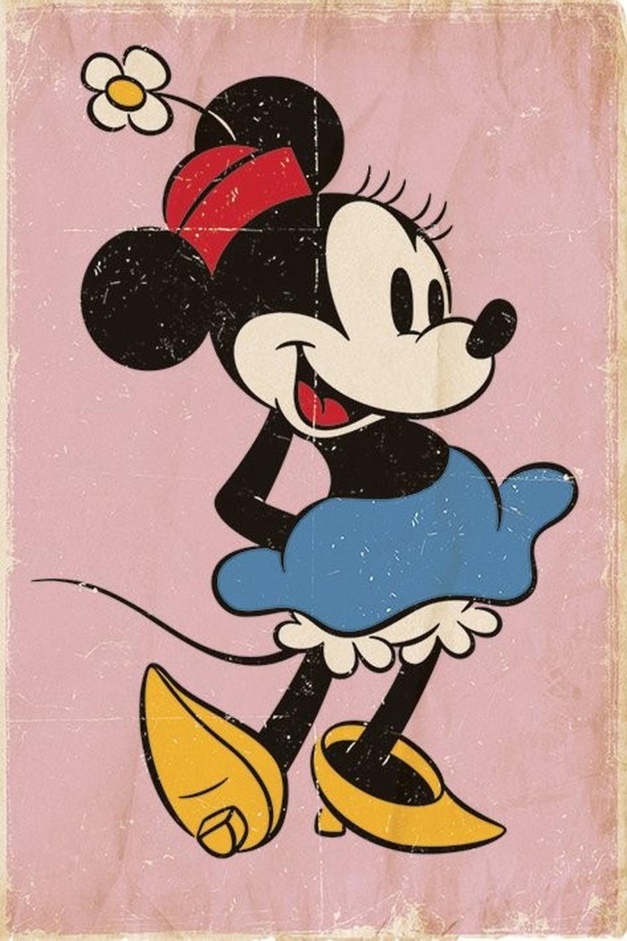 Plakát, Obraz - Minnie Mouse - Retro,