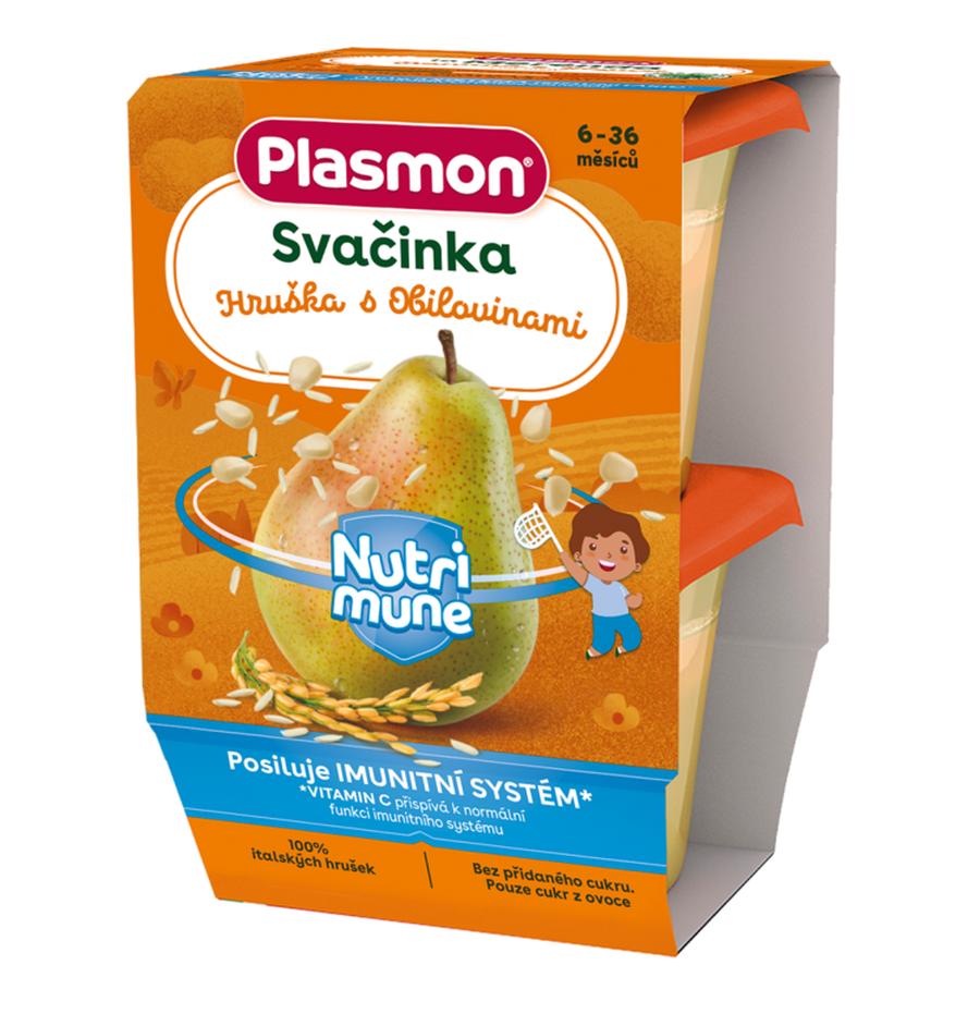 PLASMON Svačinka bezlepková ovocná NUTRI-MUNE hruška s cereáliemi 2x120g, 6m+