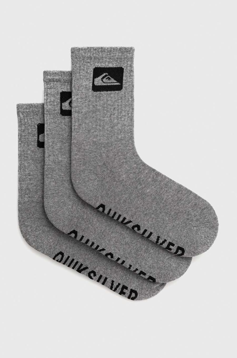 Ponožky Quiksilver 3-pack pánské, šedá barva