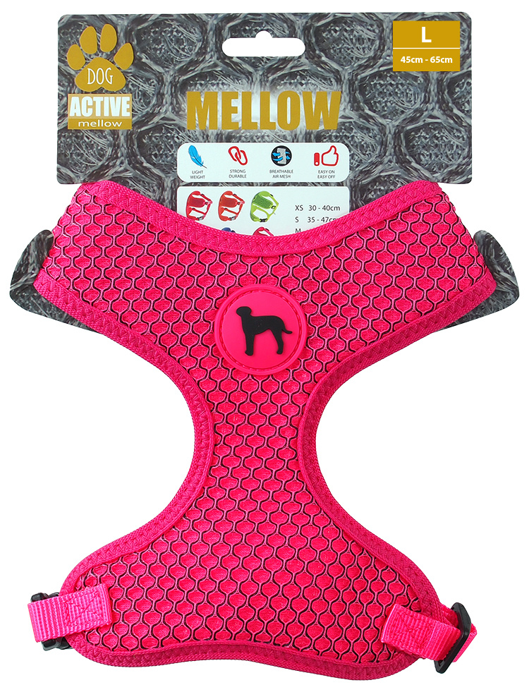Postroj Active Dog Mellow L růžový 2x45-65cm