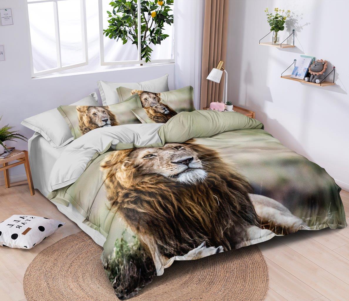 Povlečení LION 3D 1x 140x200 cm, 2x povlak 70x80 cm MyBestHome