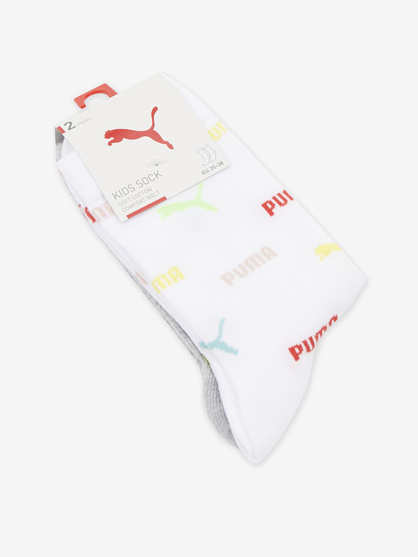 Puma Logo Aop Sock Ponožky 2 páry dětské Bílá