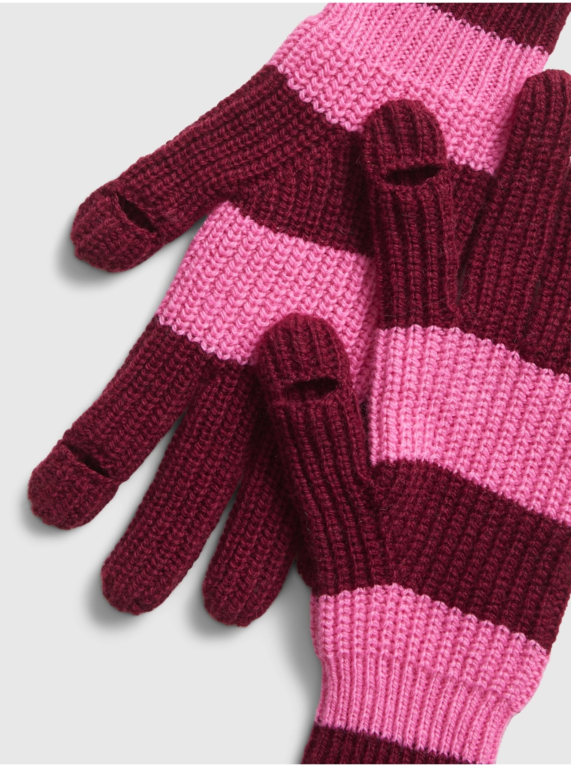 Růžové dámské pruhované rukavice GAP