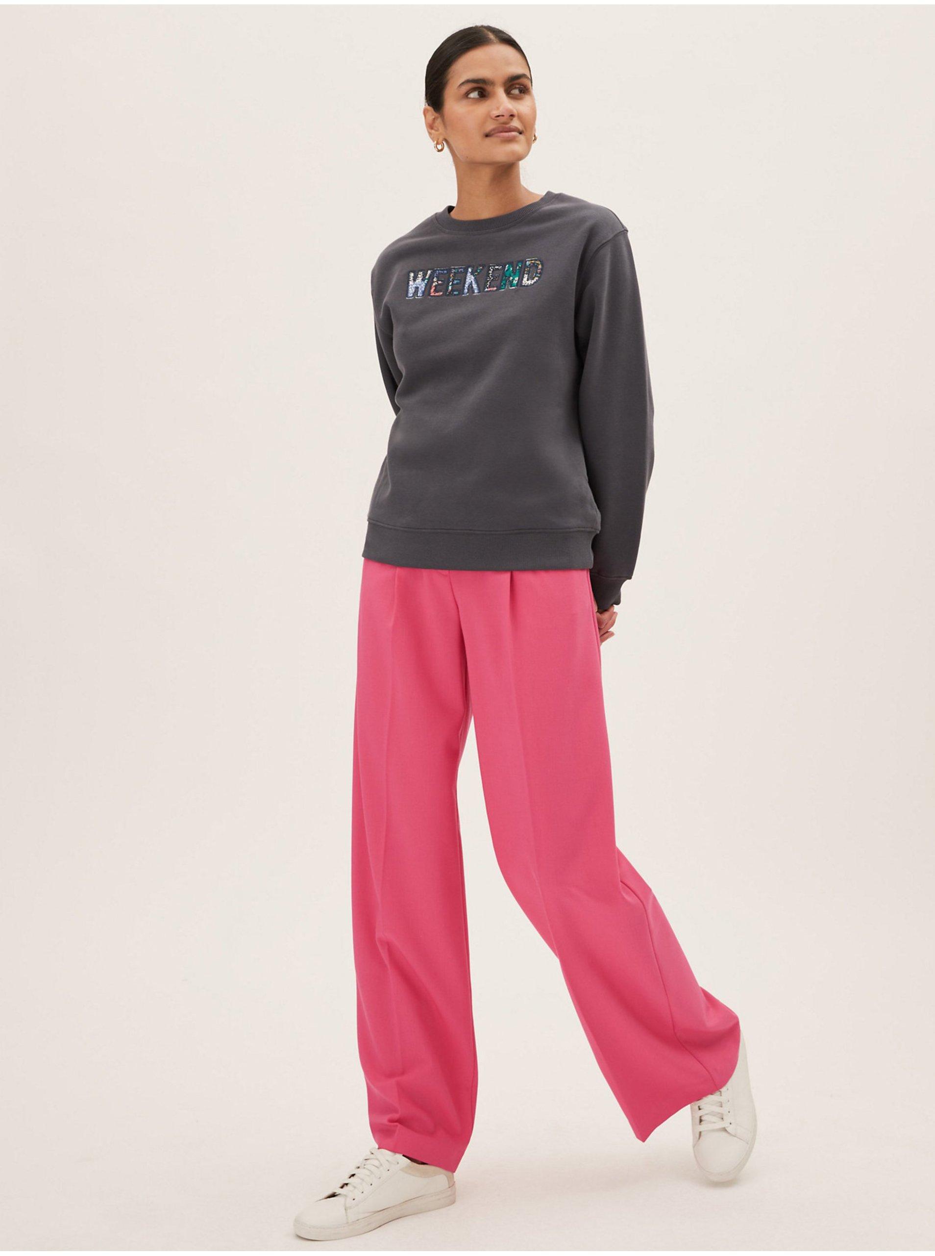Růžové dámské široké kalhoty Marks & Spencer