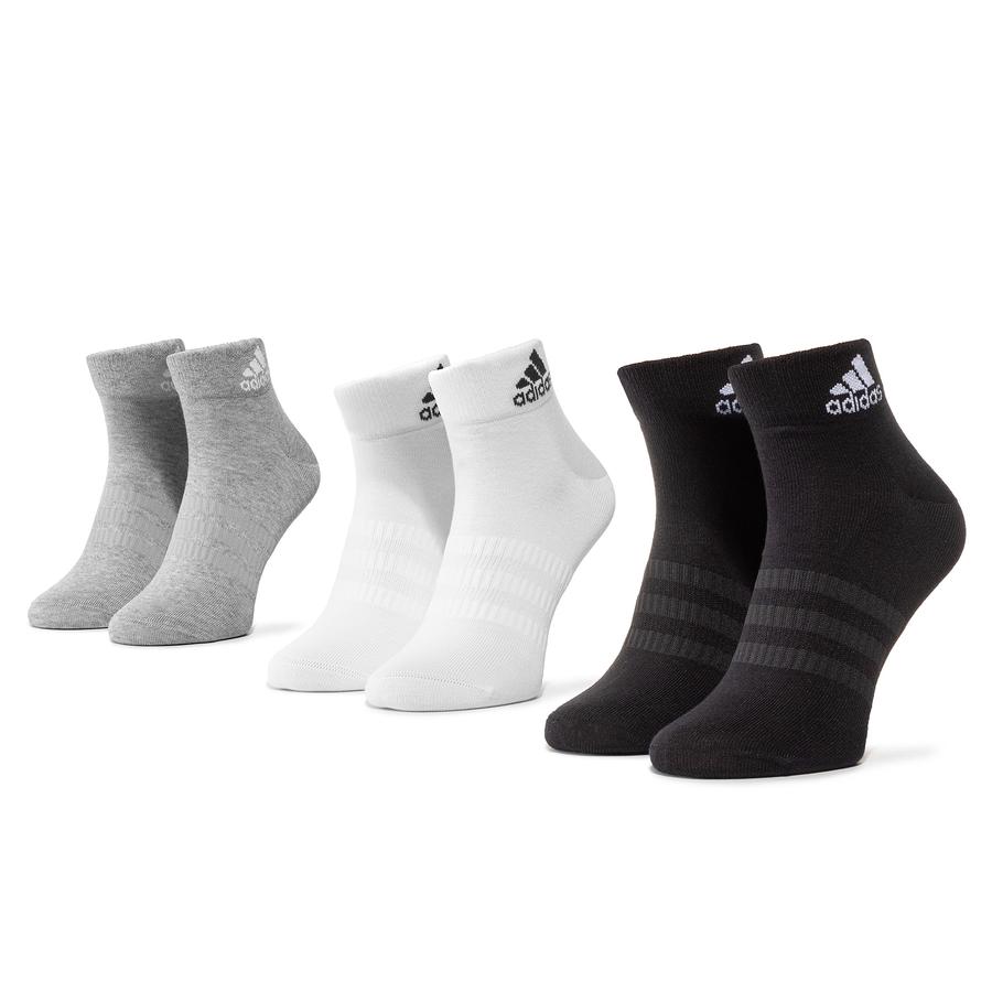 Sada 3 párů nízkých ponožek unisex adidas - Light Ank 3PP DZ9434 Mgreyh/White/Black