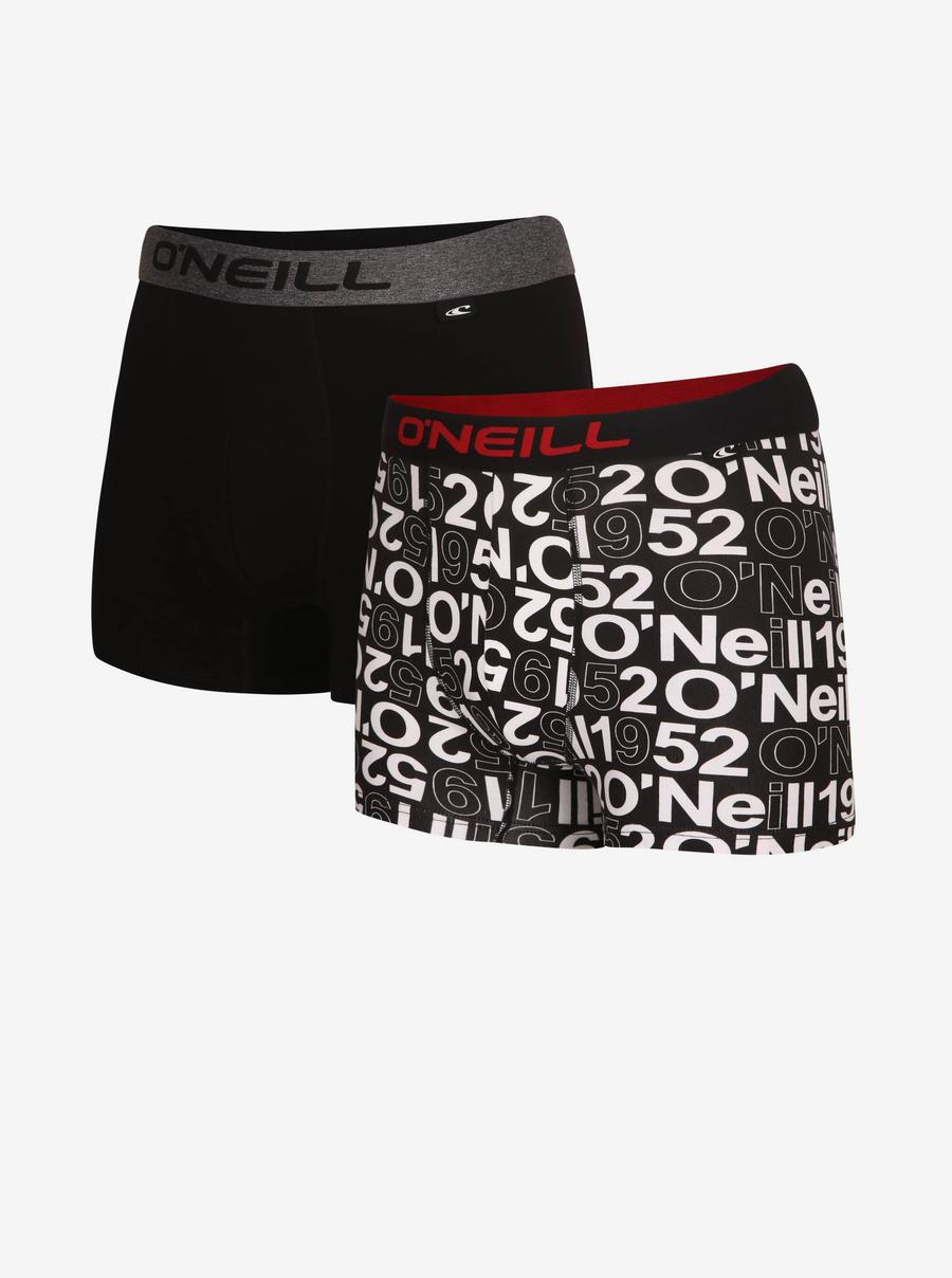 Sada dvou pánských boxerek ve tmavě šedé a černé barvě O'Neill BOXER ALL OVER & PLAIN 2-PACK