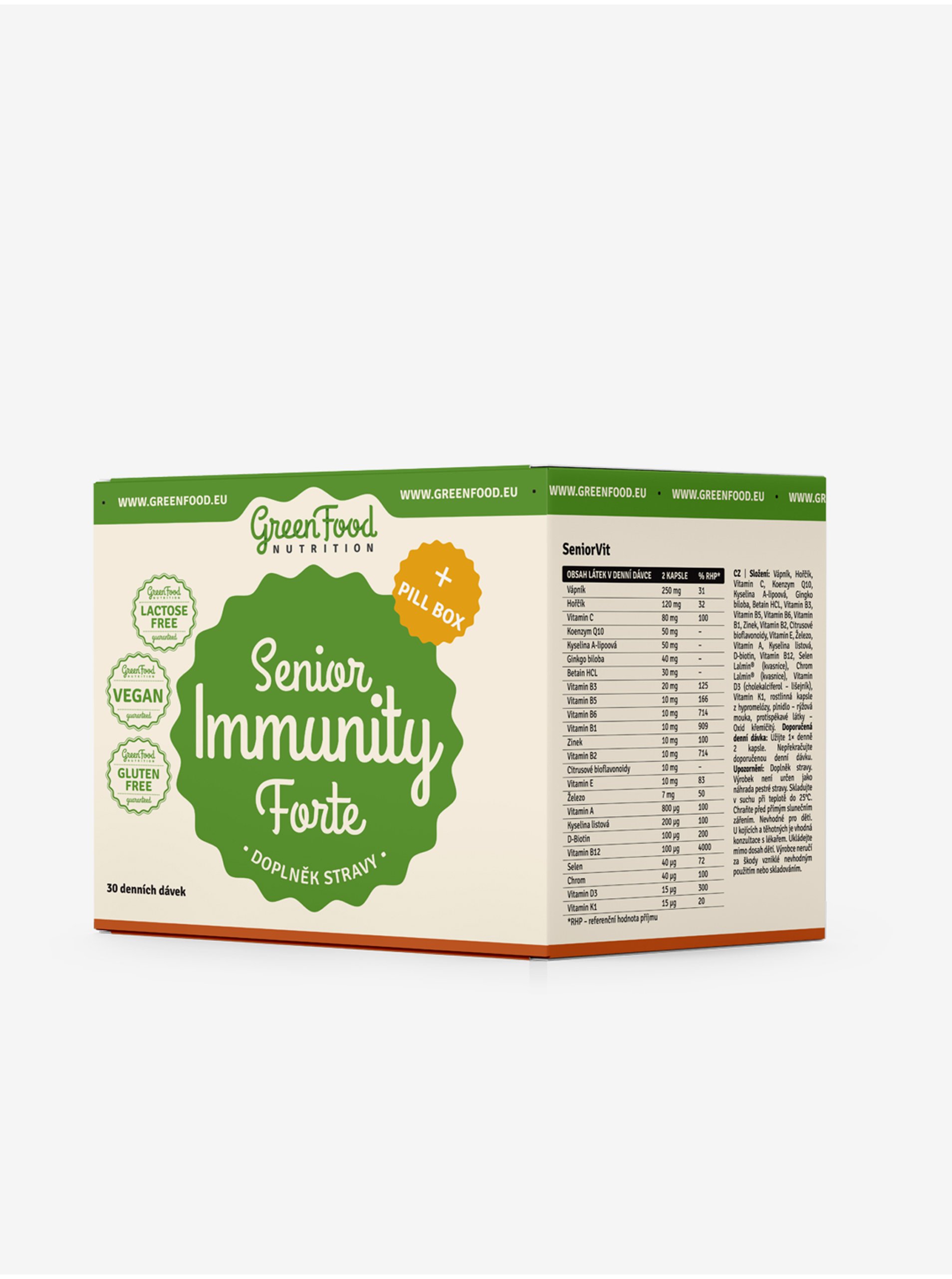 Sada Senior Immunity Forte + dárek Pillbox GreenFood Nutrition