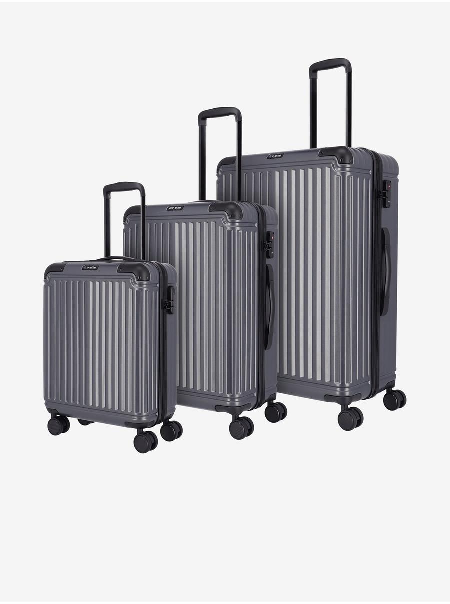 Sada tří cestovních kufrů v tmavě šedé barvě Travelite Cruise 4w S,M,L Anthracite