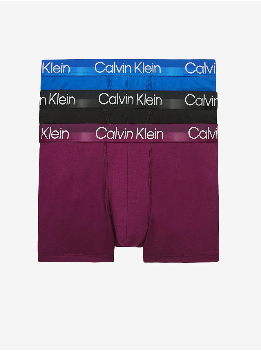 Sada tří pánských boxerek v modré, černé a vínové barvě Calvin Klein Underwear