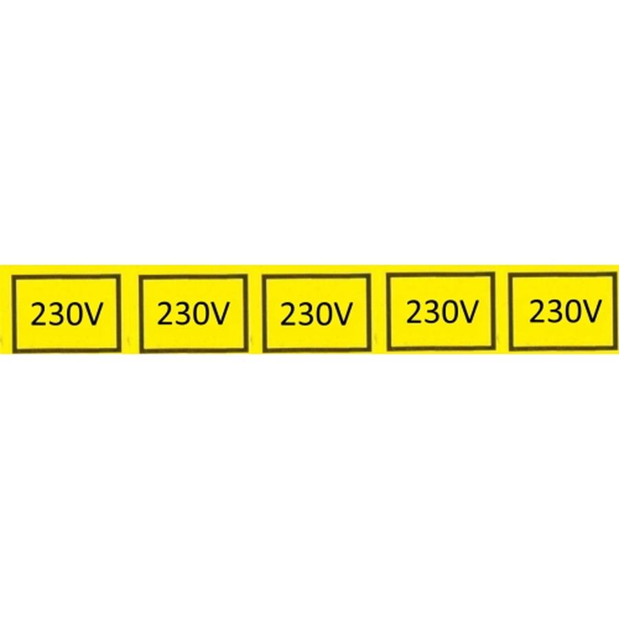 Samolepka, 230V v obdélníku  25x15mm