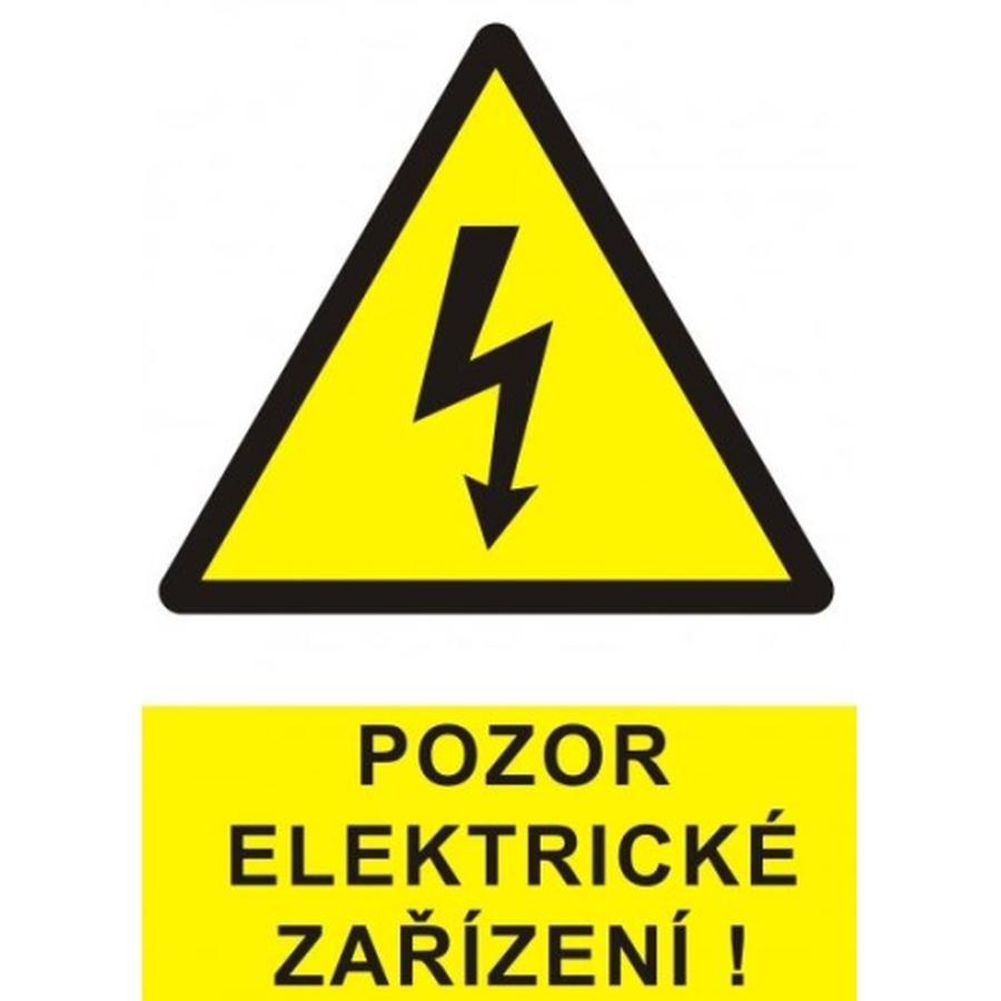 Samolepka pozor elektrické zařízení blesk v trojúhelníku  90x120mm