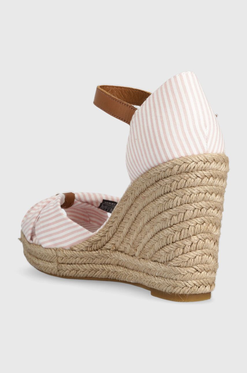 Sandály Tommy Hilfiger BASIC SEERSUCKER HIGH WEDGE dámské, růžová barva, na klínku, FW0FW07160