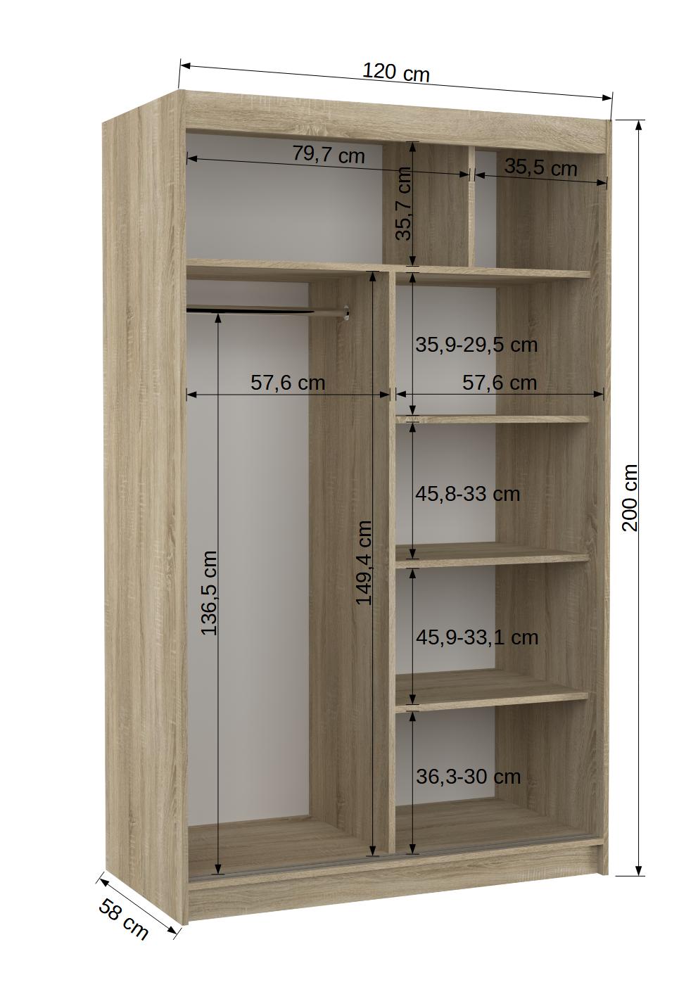 Šatní skříň Jones 120 cm, bílá