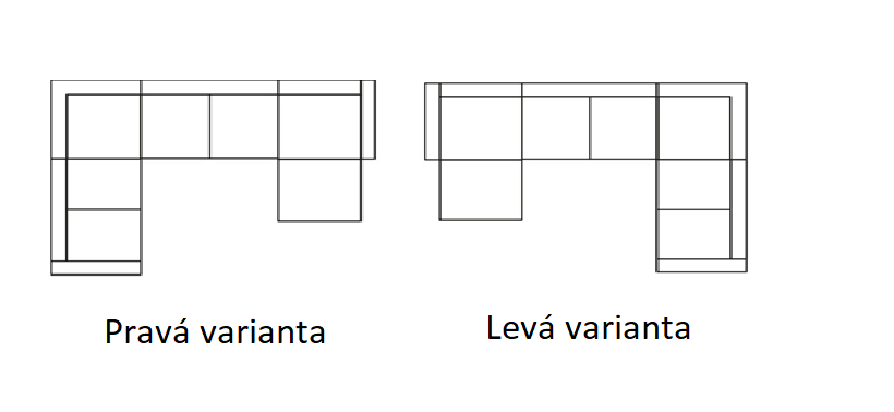 Sedací souprava Chantal U Nožičky: Černé, látka: Lira 1214/ Lira 1213, Varianty: Pravá