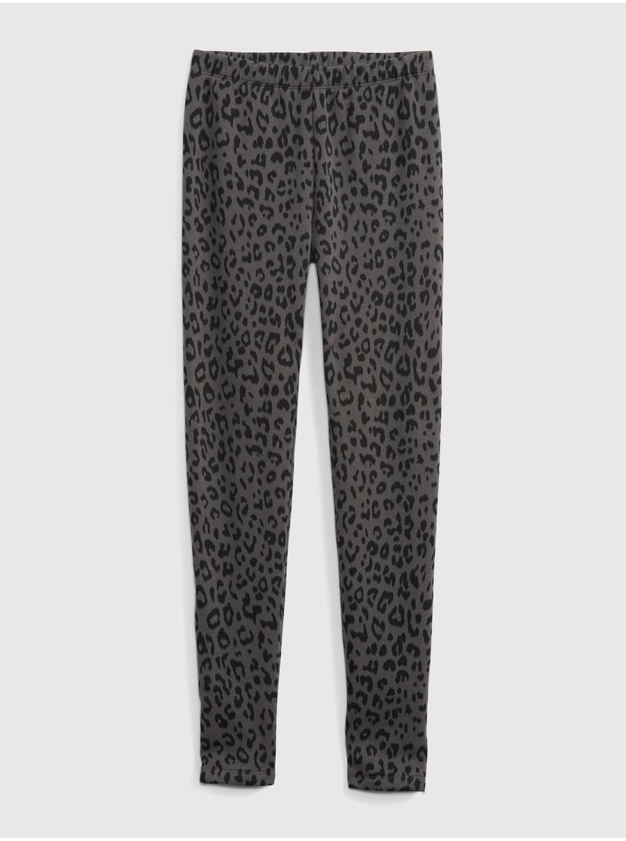 Šedé dívčí fleece legíny GAP leopard