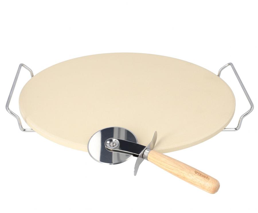 Set pizza kámen RINGO průměr 33 cm + nůž na pizzu Homla