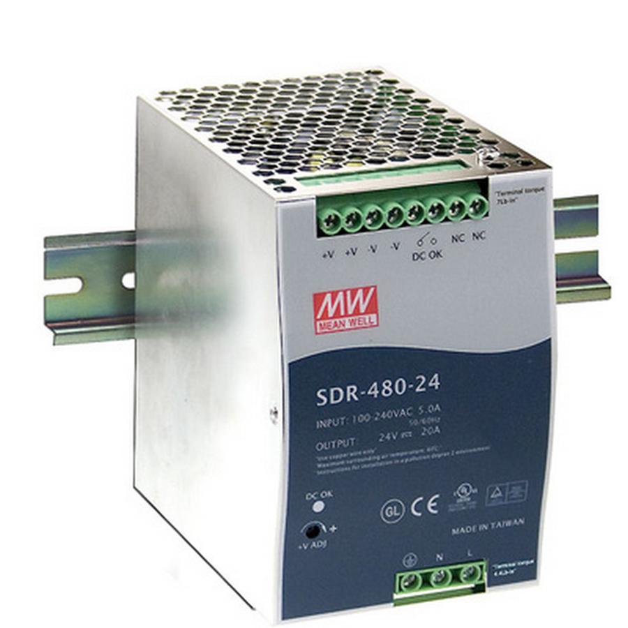 Síťový zdroj na DIN lištu Mean Well SDR-480-24, 1 x, 24 V/DC, 20 A, 480 W