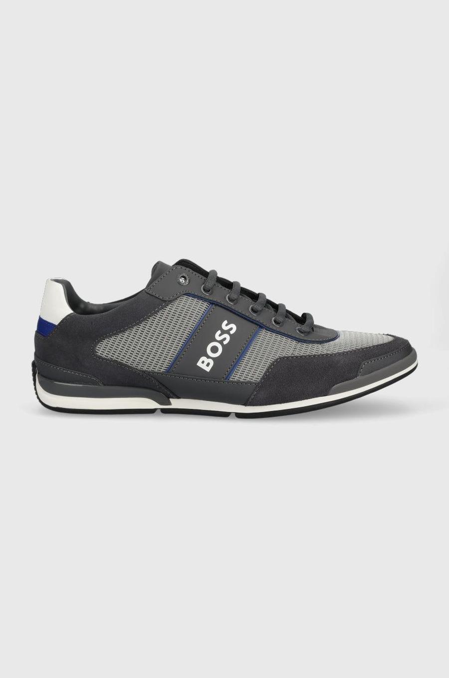 Sneakers boty BOSS Saturn šedá barva, 50485629
