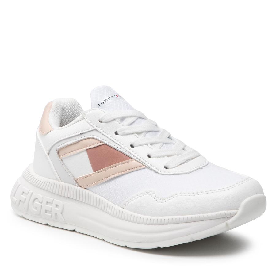 Sneakersy TOMMY HILFIGER - Low Cut Lace-Up Sneaker T3A4-32167-0733 M White/Pink X134