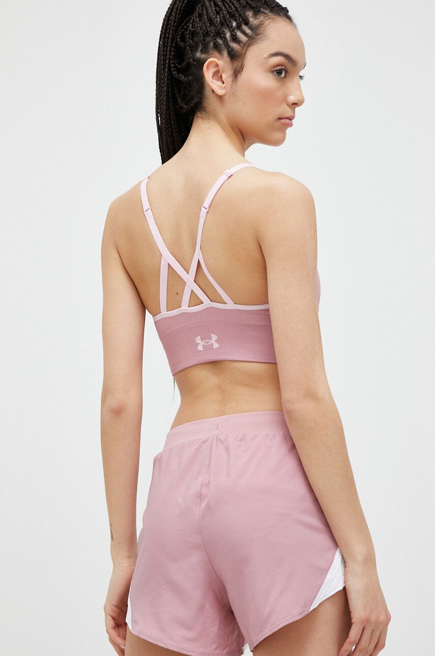 Sportovní podprsenka Under Armour Longline Rib růžová barva