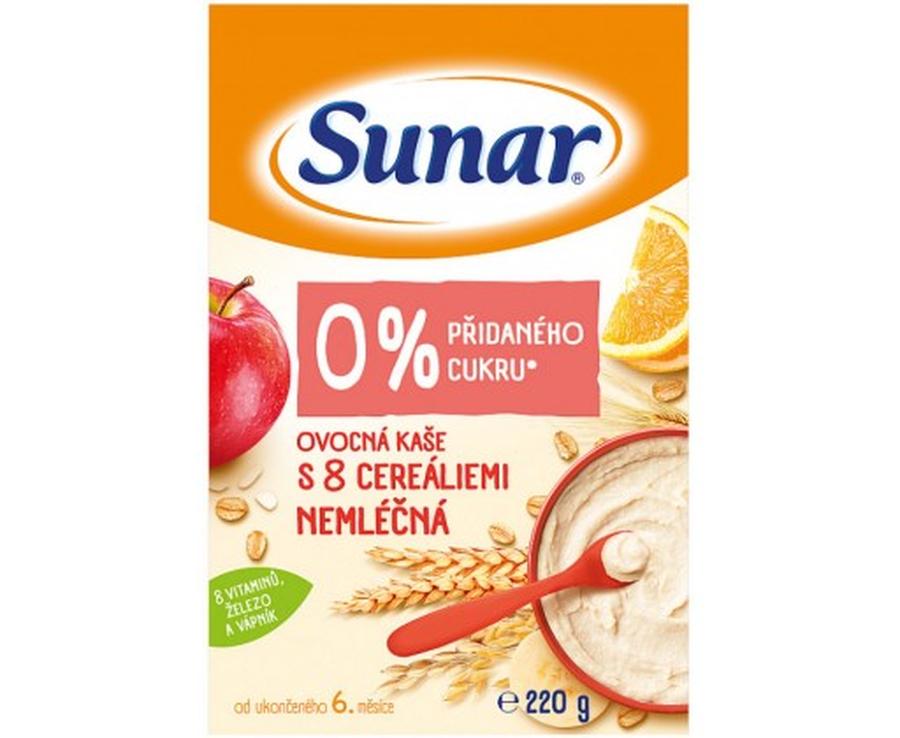 Sunar ovocná kašička mléčná s 8 cereáliemi  225 g