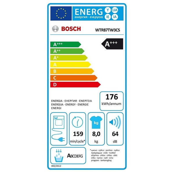 Sušička prádla BOSCH WTR87TW3CS, 8kg, A+++