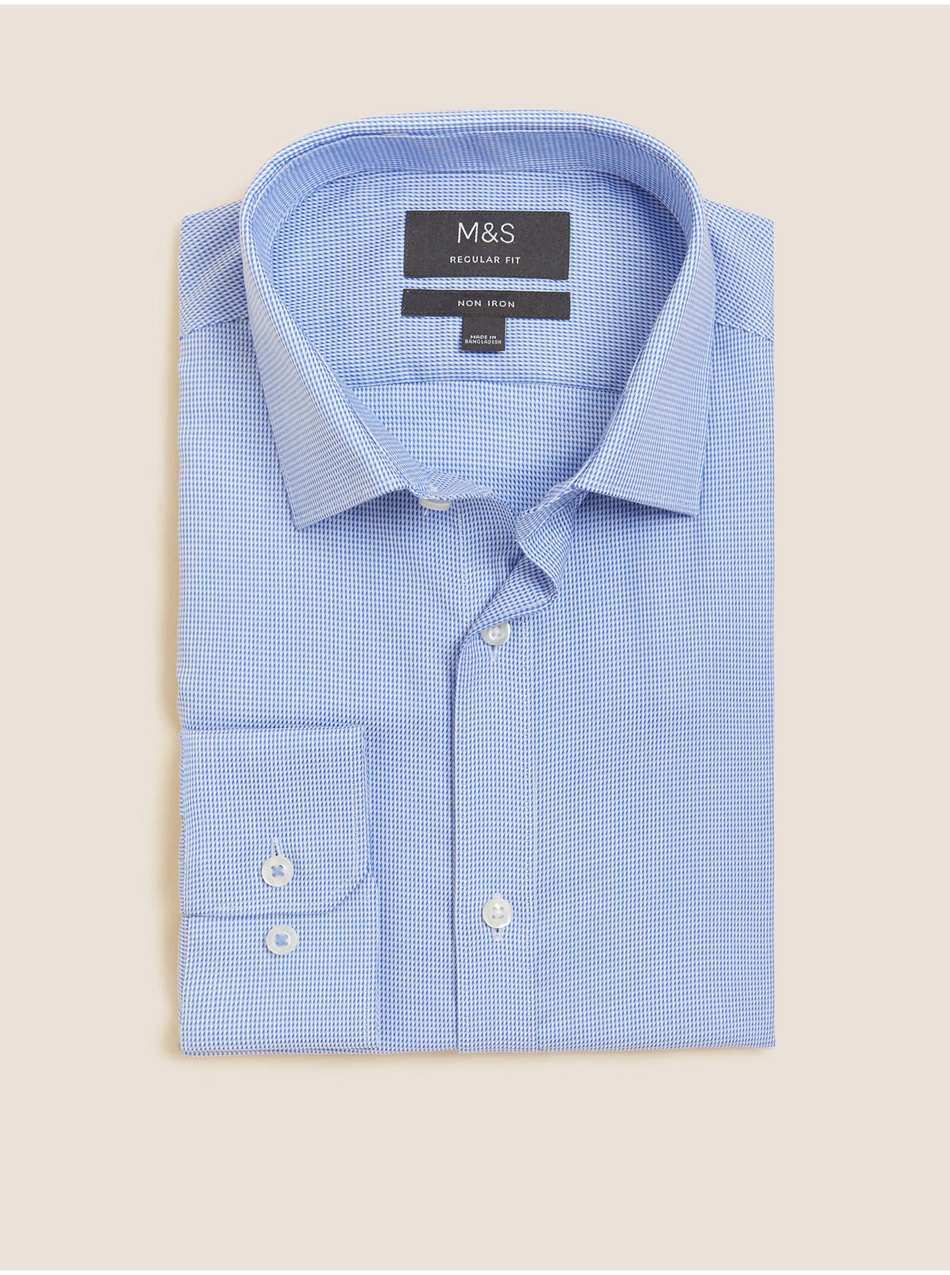 Světle modrá pánská bavlněná košile Marks & Spencer