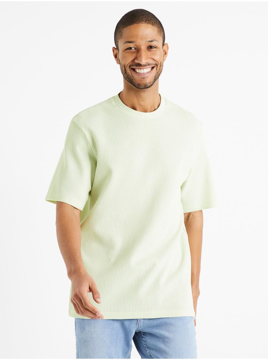 Světle zelené pánské basic tričko Celio Desette