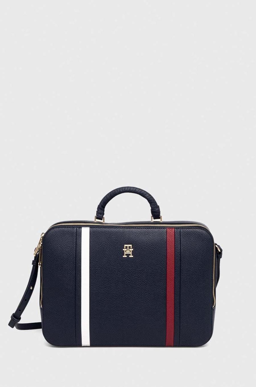 Taška na notebook Tommy Hilfiger tmavomodrá barva