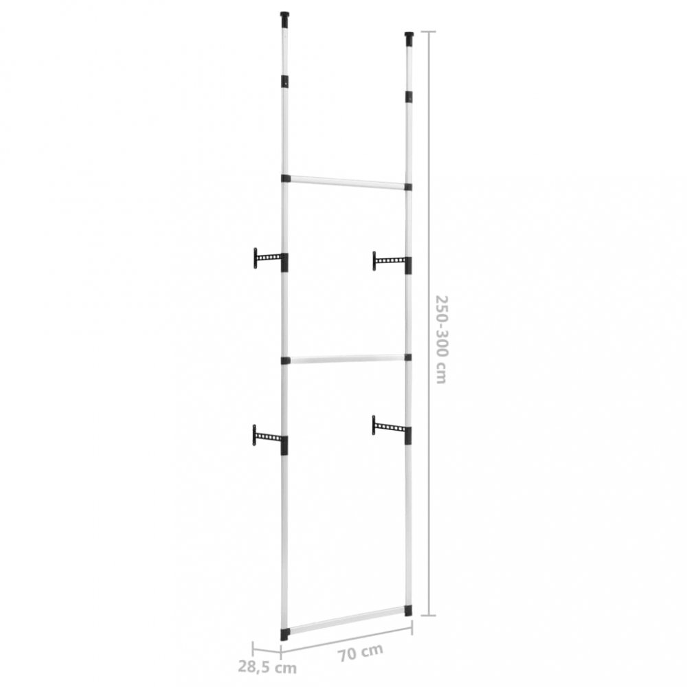 Teleskopický šatní úložný systém s tyčemi stříbrná / černá Dekorhome,Teleskopický šatní úložný systém s tyčemi stříbrná / černá Dekorhome