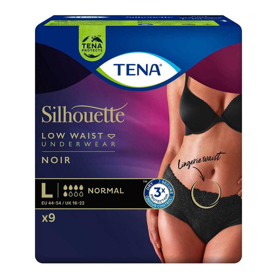 Tena Silhouette Low Waist Noir Normal L inkontinenční kalhotky 9 ks