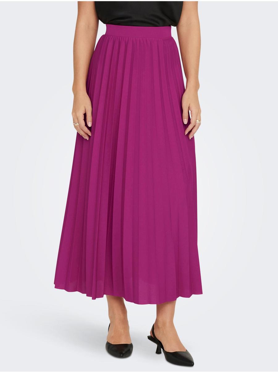 Tmavě růžová dámská plisovaná maxi sukně ONLY Melisa