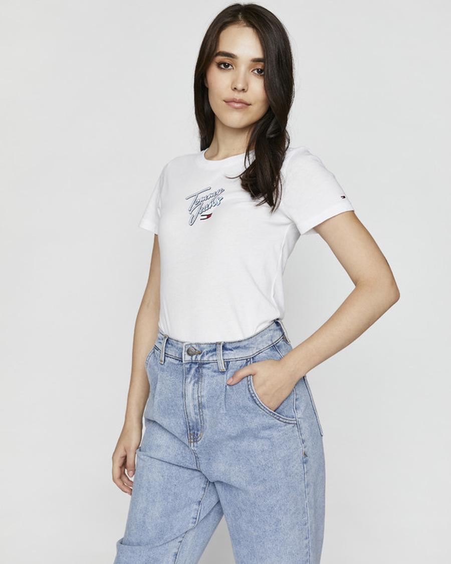 Tommy Jeans Skinny Script Tee Triko Bílá