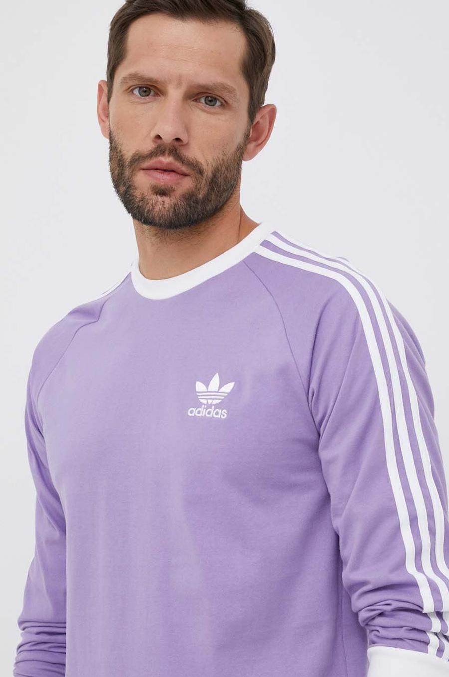 Tričko s dlouhým rukávem adidas Originals fialová barva, s aplikací