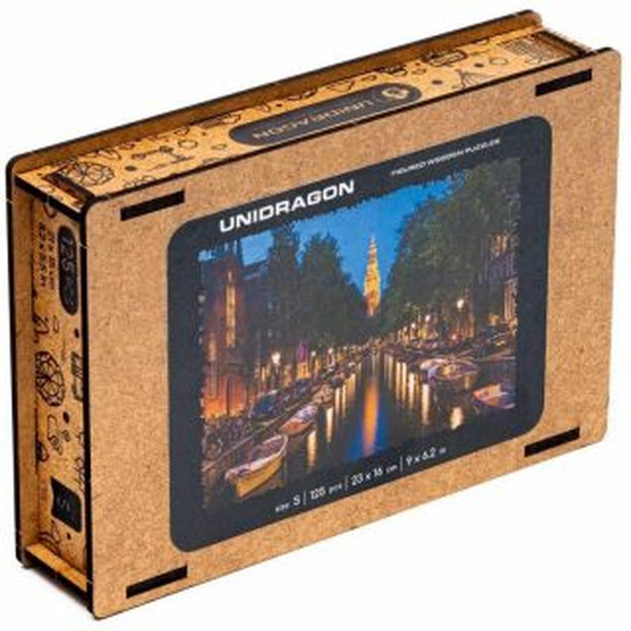 Unidragon dřevěné puzzle - Večerní Amsterodam velikost S