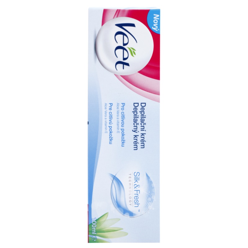 Veet Silk & Fresh depilační krém na nohy pro citlivou pokožku aloe vera a vitamin E 100 ml