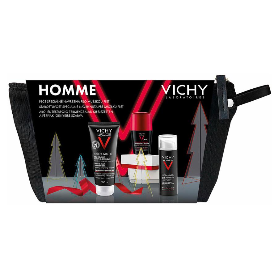 VICHY Homme Pleťová péče 50 ml + sprchový gel 200 ml + roll-on 50 ml Dárkové balení