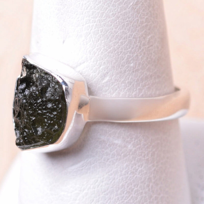 Vltavín prsten stříbro Ag 925 R2 - 58 mm , 3,6 g